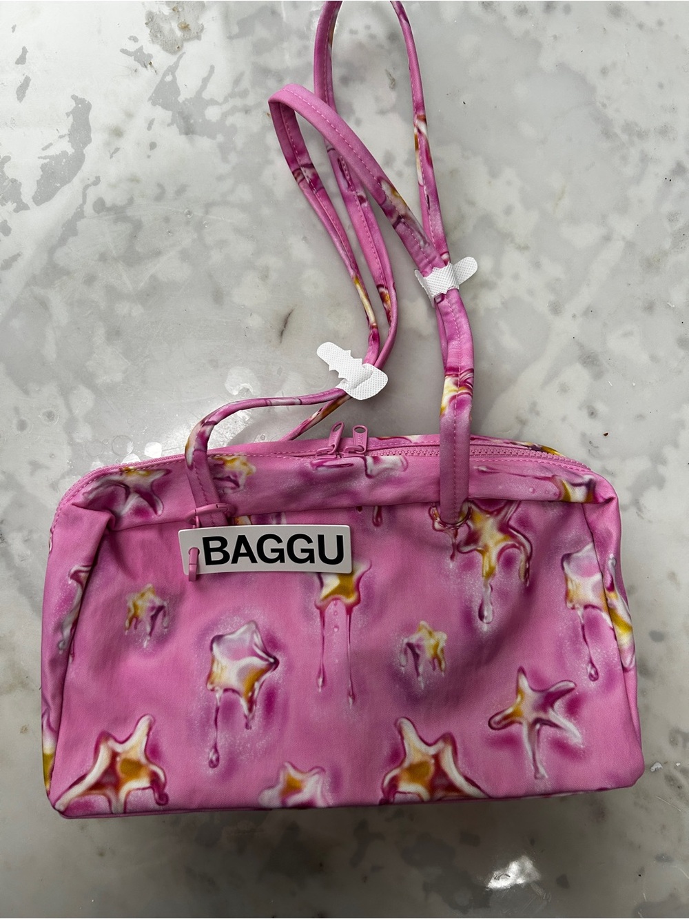 🎀NWT - BAGGU Pink Dancing Star Nylon Bowler Bag